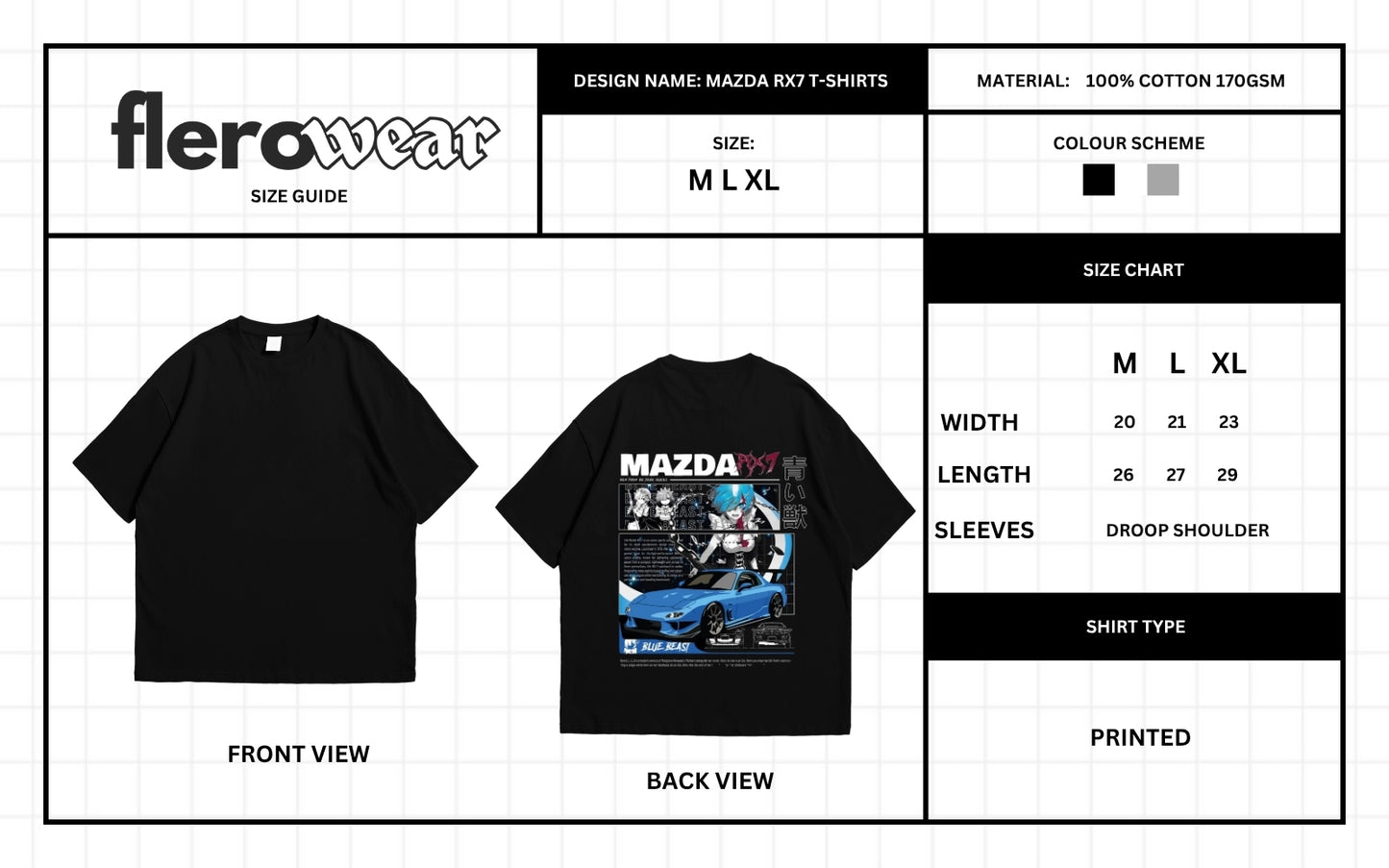 Mazda RX-7 Oversized T-Shirt – Premium JDM Streetwear | Back Print Car Tee.