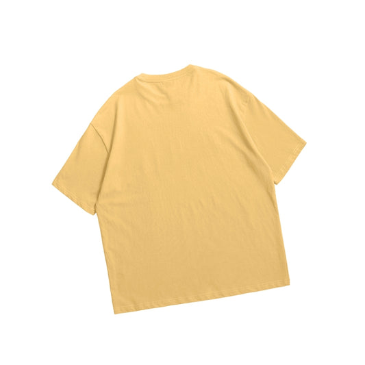 Mustard Drop Shoulder Oversized Round Neck T-Shirt – Premium Cotton Unisex Streetwer.