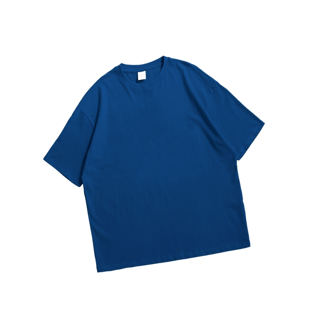 Navy Blue Drop Shoulder Oversized Short Sleeve T Shirt for Men and Women.