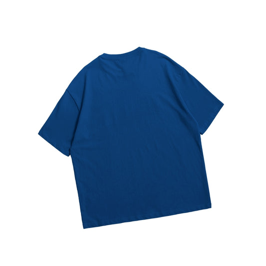 Navy Blue Drop Shoulder Oversized Short Sleeve T Shirt for Men and Women.