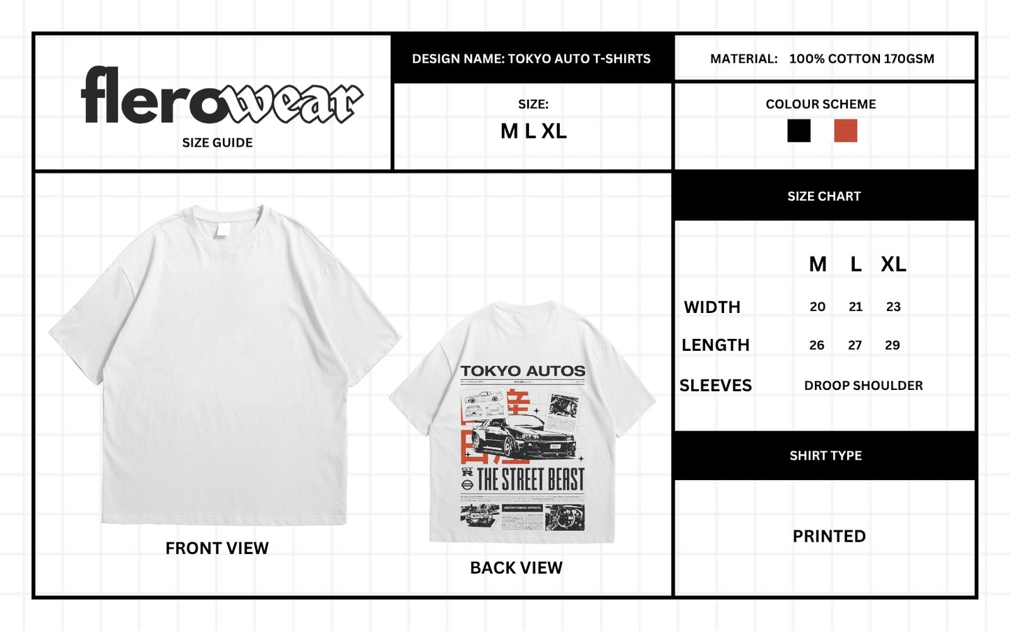 White Oversized JDM Car T-Shirts | Nissan GT-R R34 | Premium 170 GSM