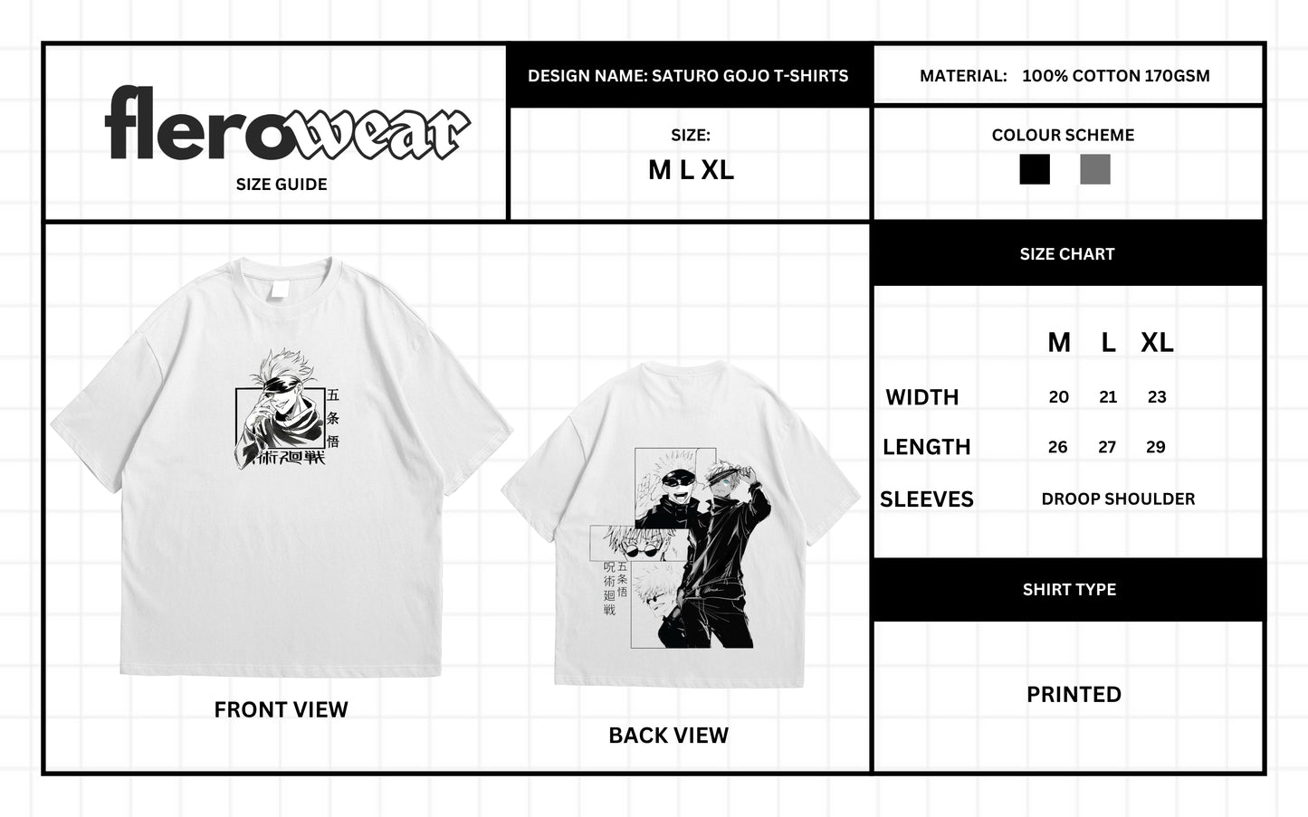 Gojo Satoru Oversized Drop Shoulder T-Shirt – Premium Anime Streetwer.