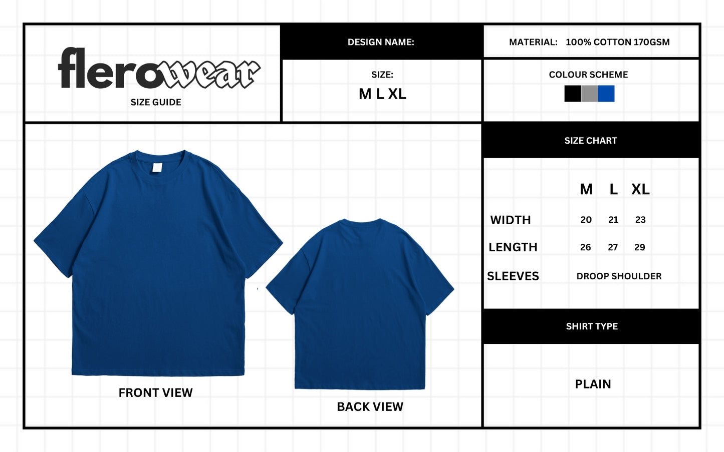Navy Blue Drop Shoulder Oversized Short Sleeve T Shirt for Men and Women.