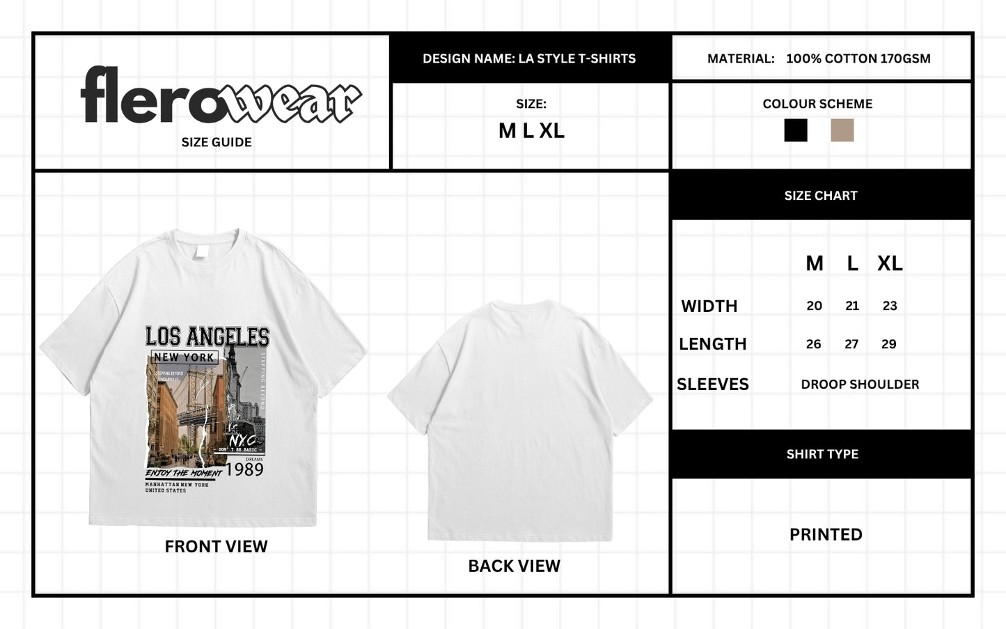 Oversized Drop Shoulder T-Shirt – Los Angeles Print | Streetwear Unisex