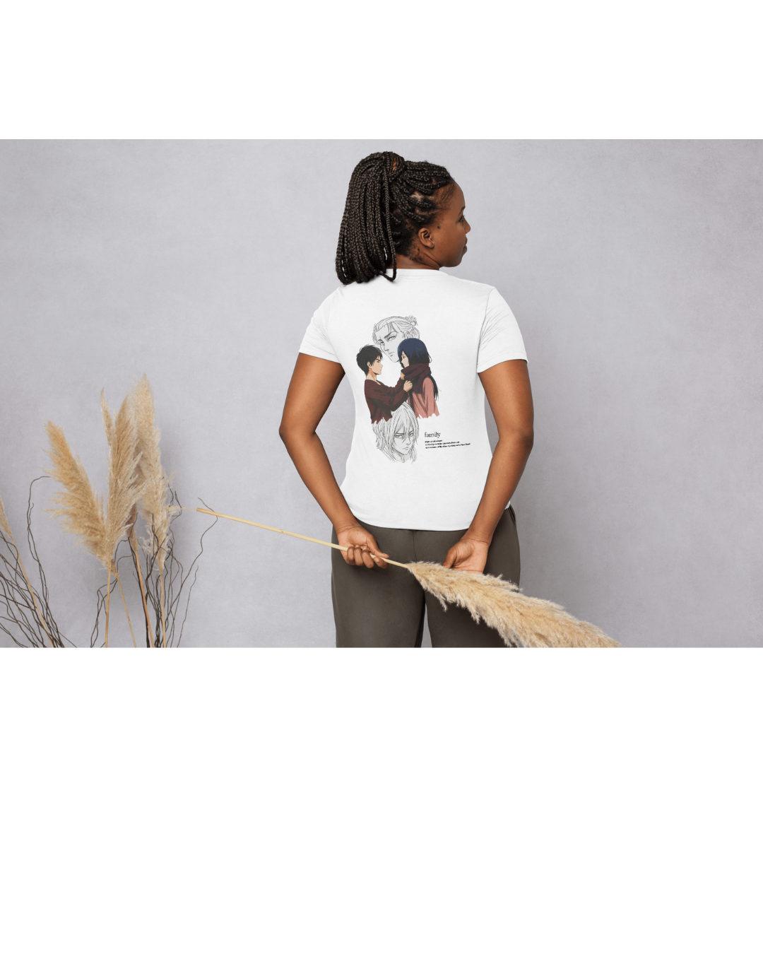 Eren & Mikasa Attack on Titan Oversized T-Shirt – Anime Duo Back Print Tee.