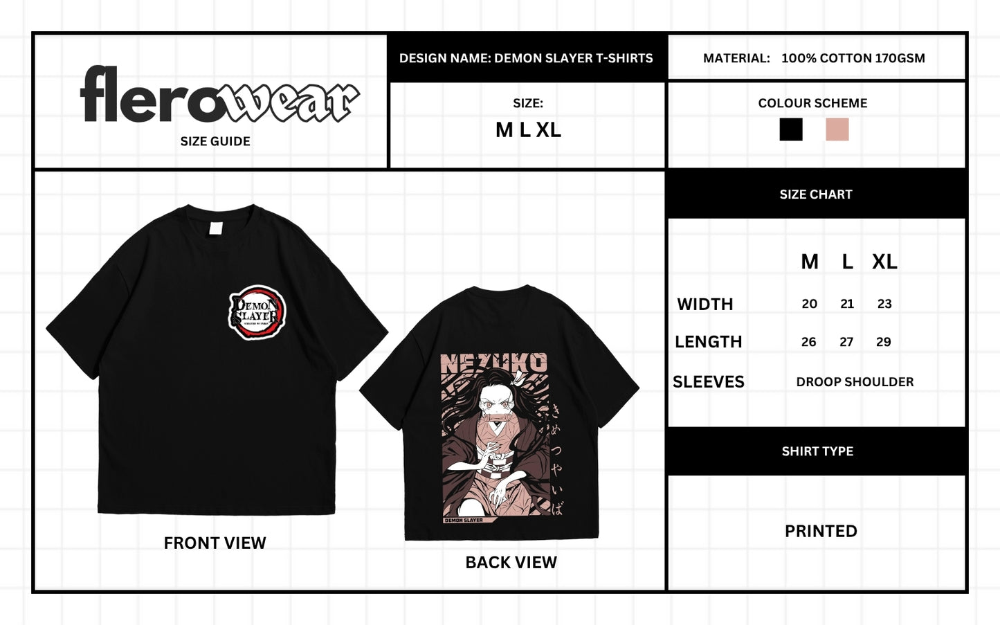 Printed Oversized T-Shirt – Nezuko Kamado Demon Slayer