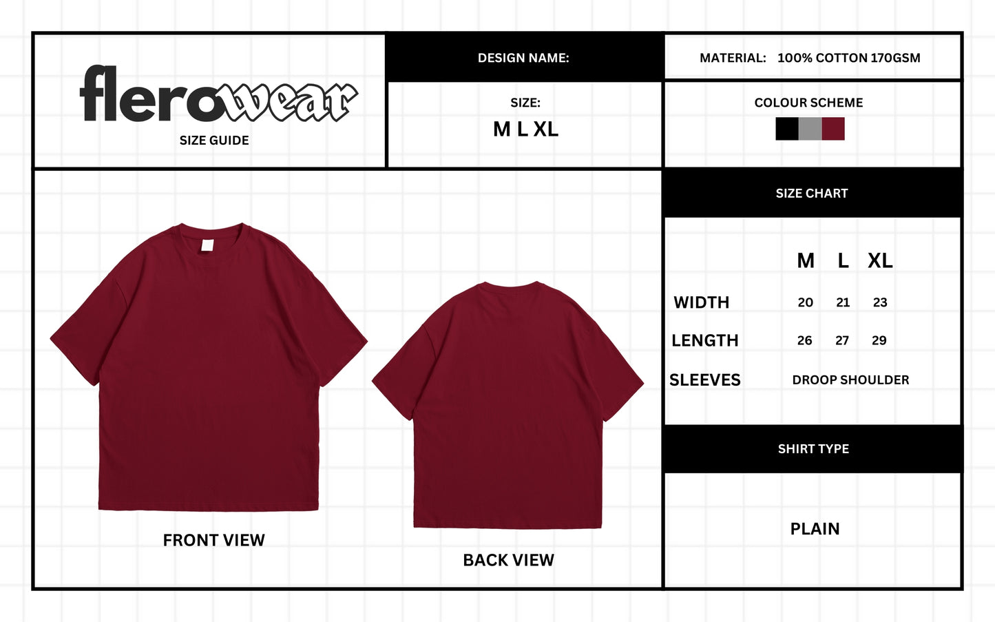 Maroon Drop Shoulder Oversized T-Shirt
