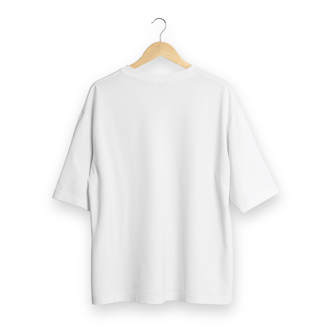 White Drop Shoulder Oversized T-Shirt – Premium Cotton Streetwear.