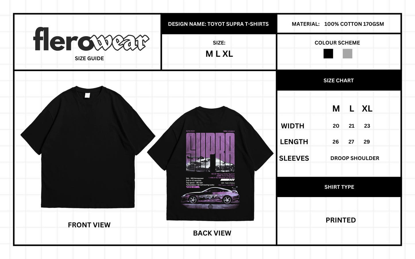 Toyota Supra Printed Oversized T-Shirt – Premium 170gsm Streetwear Tees