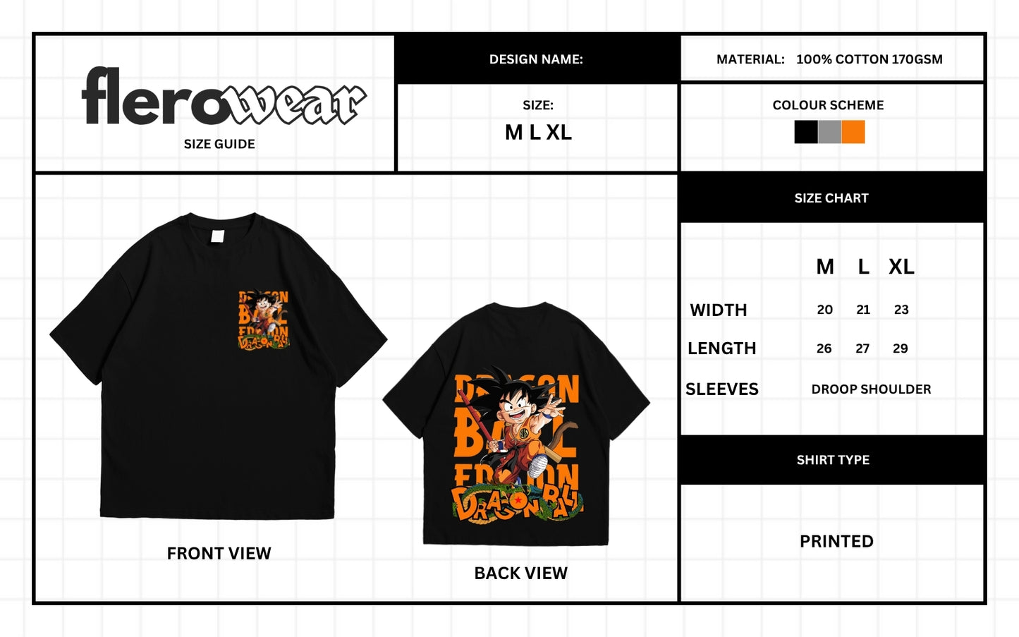 Oversized Drop Shoulder T-Shirt – Dragon Ball Z Anime Print |