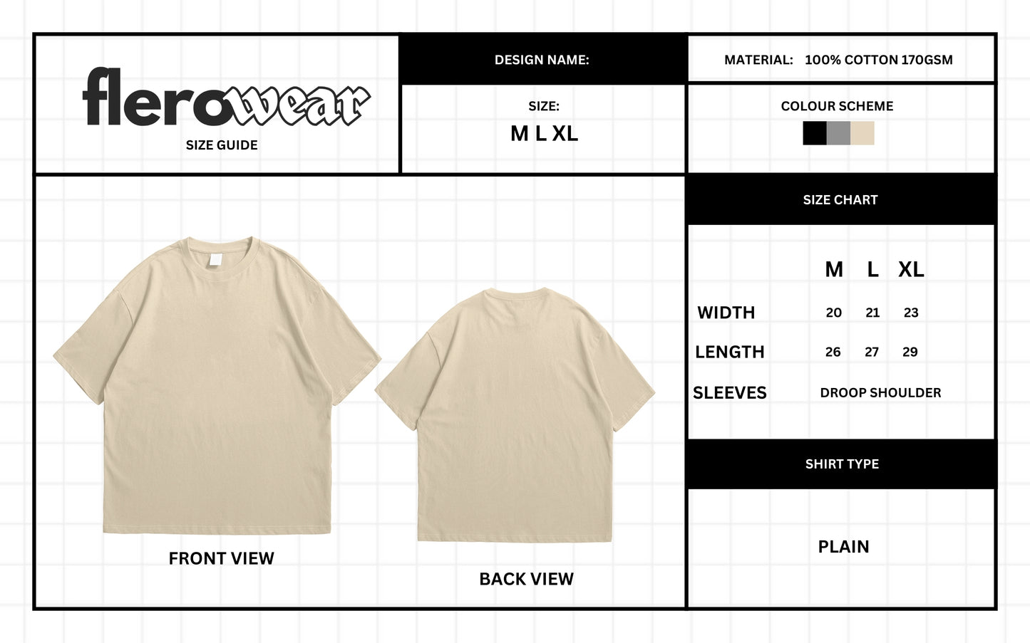 Beige Drop Shoulder Short Sleeve T-Shirt – Oversized Streetwear for Men & Women.