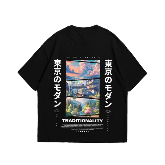 Oversized Drop Shoulder T-Shirt – Japanese Streetwear Print