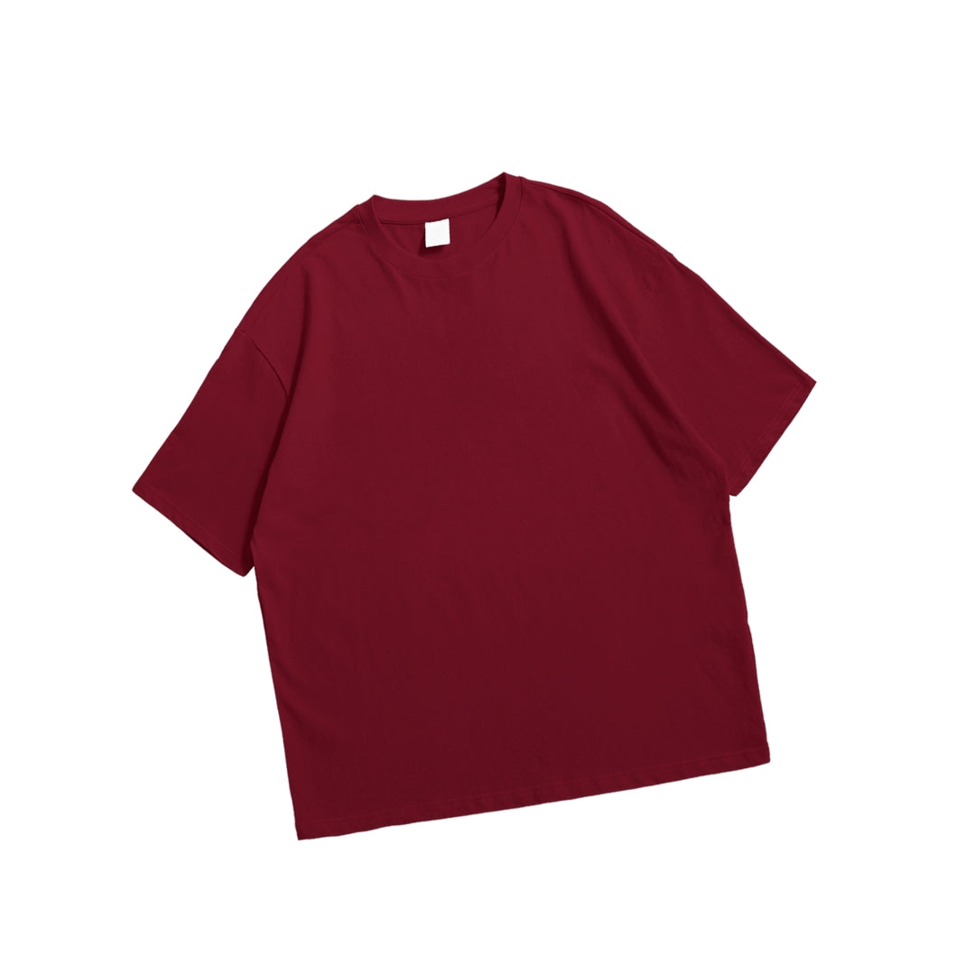 Maroon Drop Shoulder Oversized T-Shirt