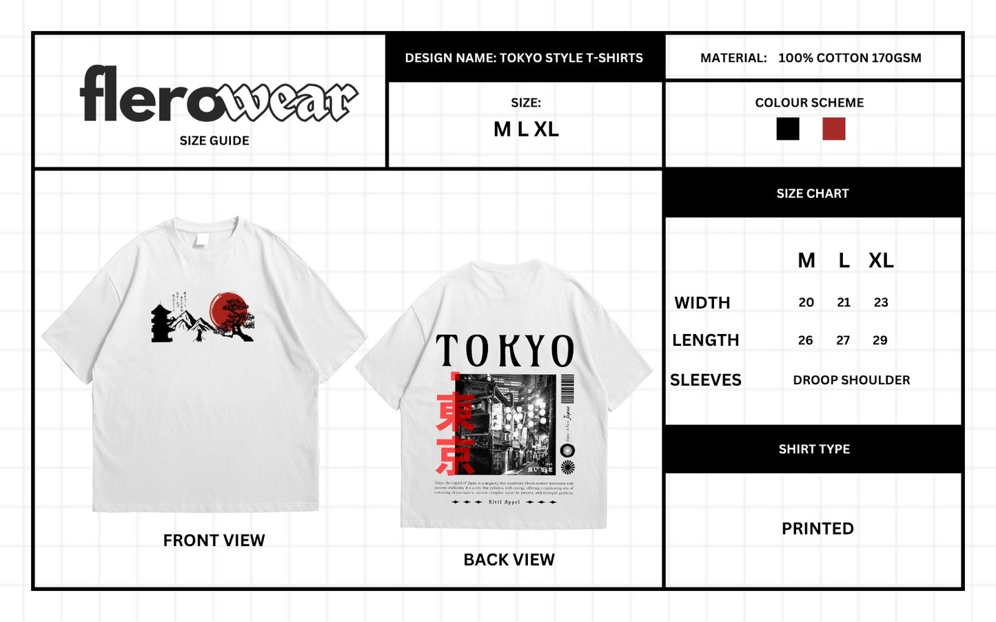 Japanese Print Oversized Drop Shoulder T-Shirt | Streetwear Unisex