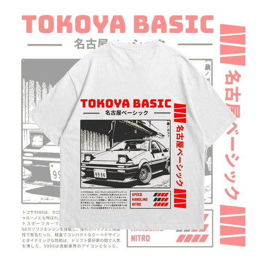 White Oversized JDM Car T-Shirts | Toyota AE86 Print | Premium 170 GSM