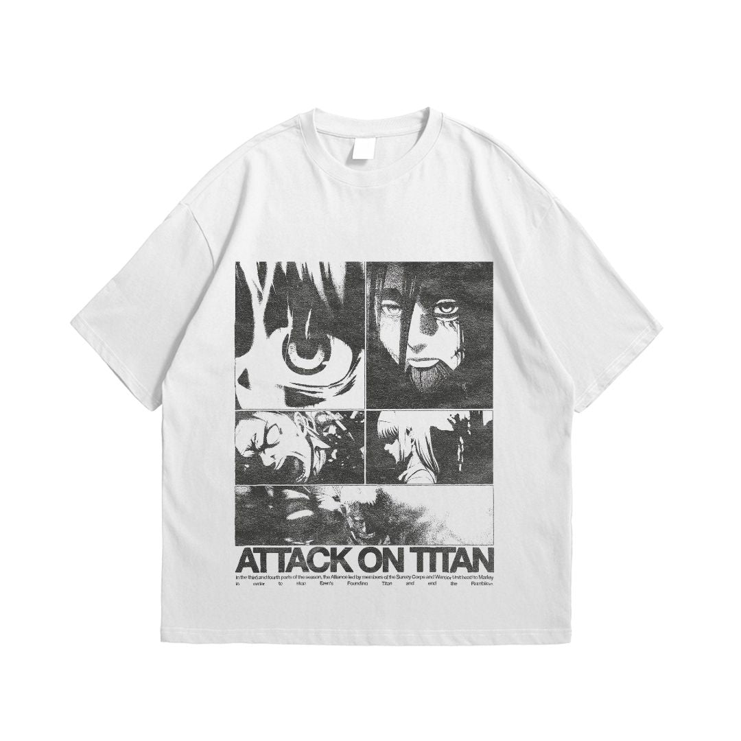 Attack on Titan Oversized T-Shirt – Premium Anime Streetwear | 2 Designs Available | Unisex Drop Shoulder Tee.