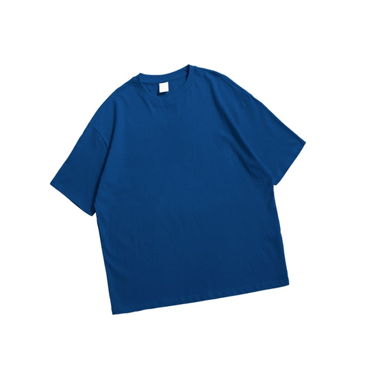 Navy Blue Drop Shoulder Oversized Short Sleeve T Shirt for Men and Women.