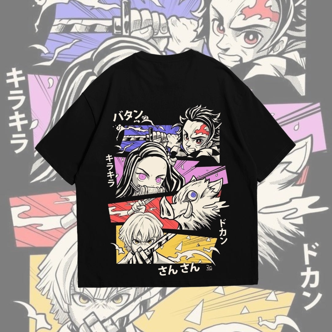 Oversized Drop Shoulder T-Shirt – Nezuko Kamado Demon Slayer Print.