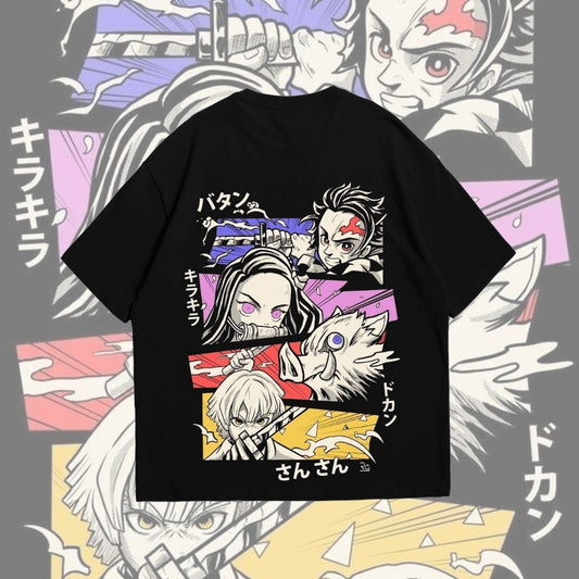 Oversized Drop Shoulder T-Shirt – Nezuko Kamado Demon Slayer Print.