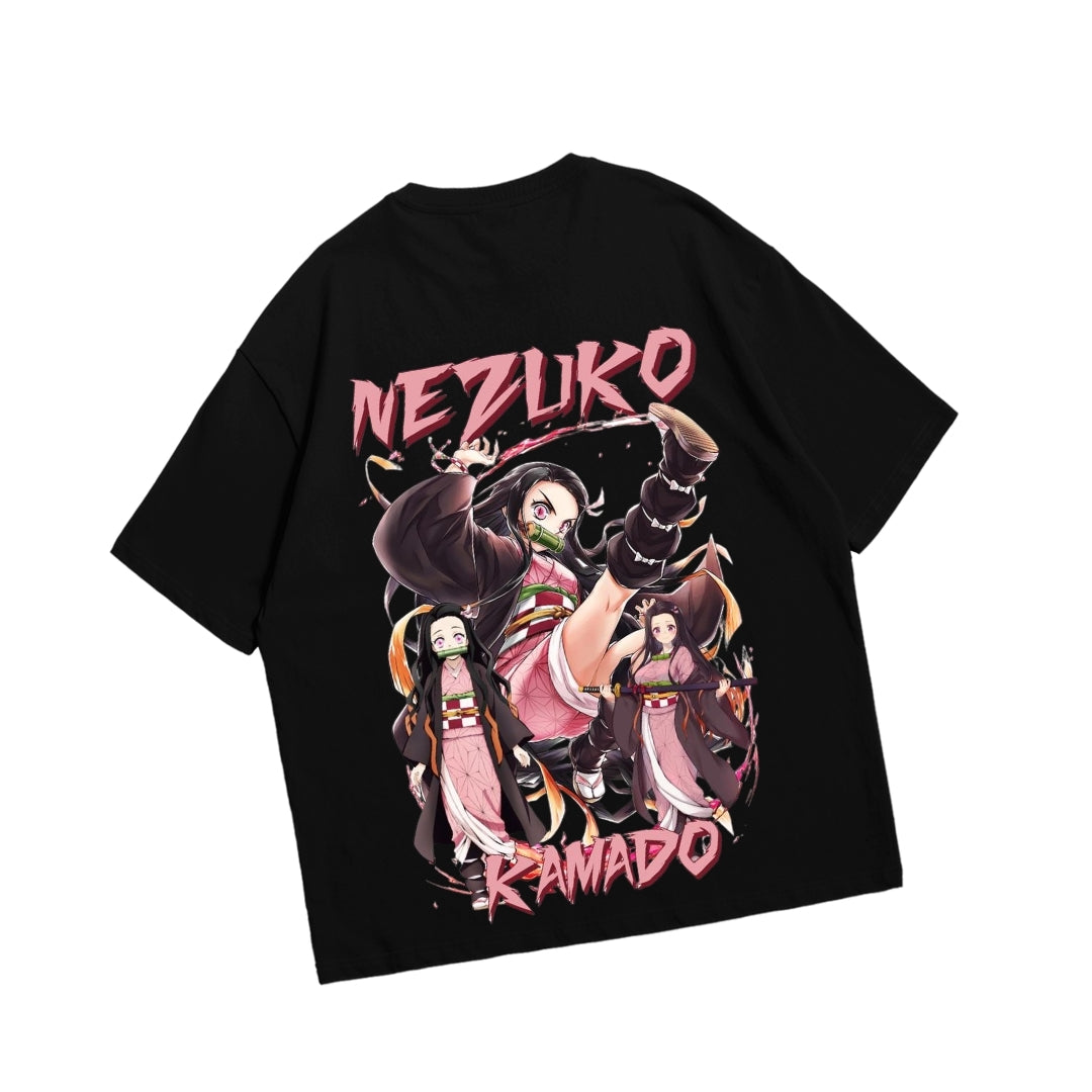Oversized Drop Shoulder T-Shirt – Nezuko Kamado Demon Slayer Print (170 GSM)