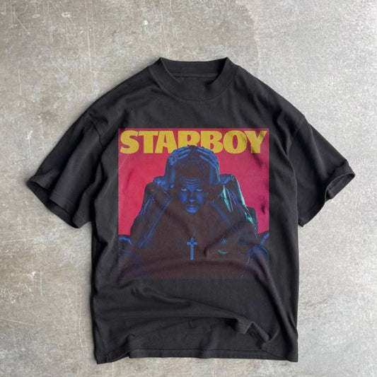 Starboy Printed Oversized T-Shirt | Premium Streetwear Tee in Black & White.