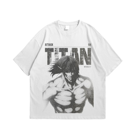 Attack on Titan Oversized T-Shirt – Premium Anime Streetwear | 2 Designs Available | Unisex Drop Shoulder Tee.