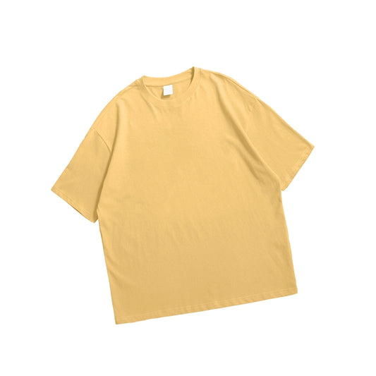 Mustard Drop Shoulder Oversized Round Neck T-Shirt – Premium Cotton Unisex Streetwer.